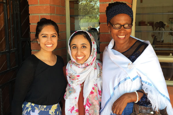 Sidrah Shah and two colleagues at the Gynecological Oncology Clinic Clinic in Gabarone, Botswana
